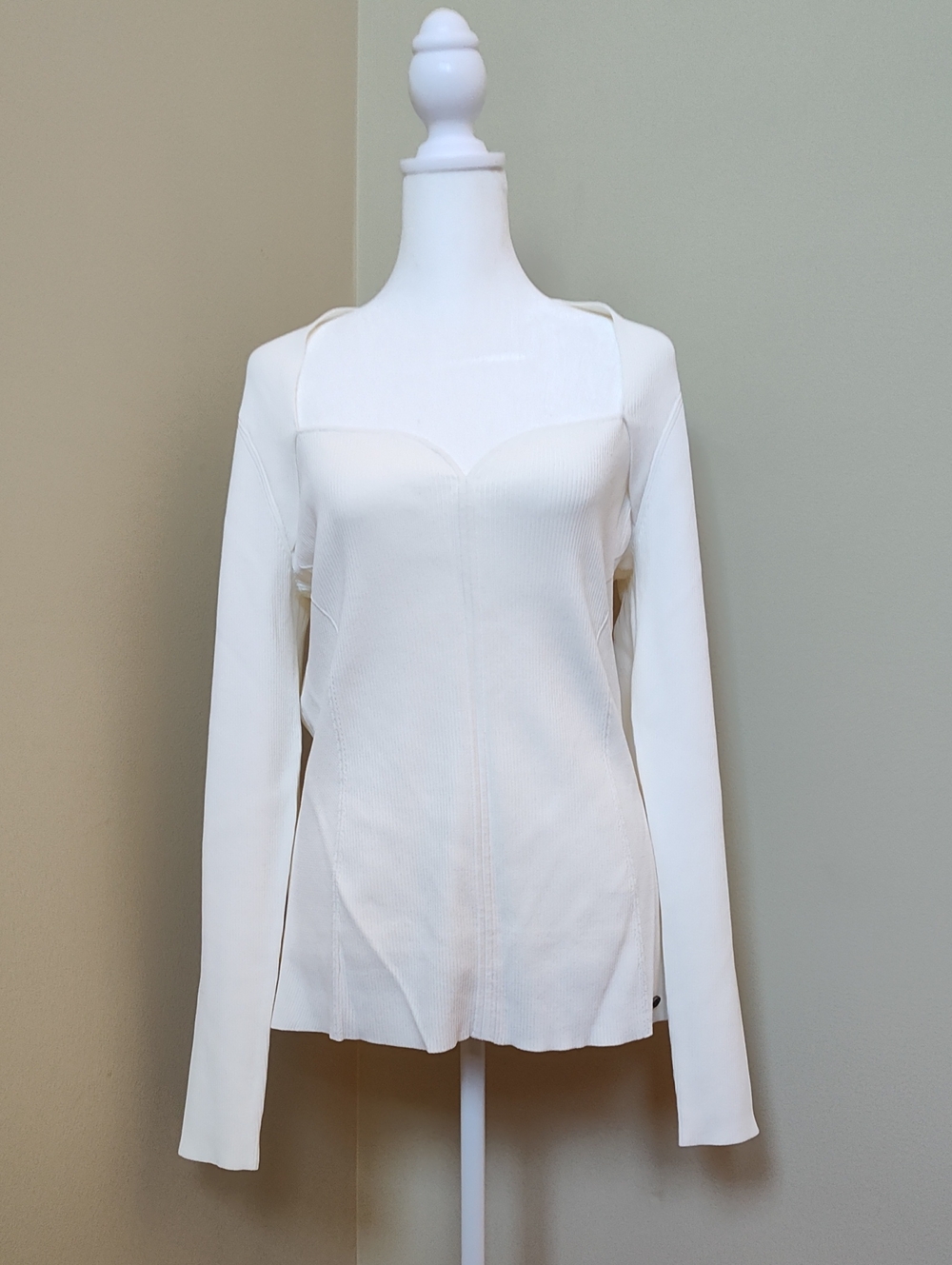 Ted Baker Ted Baker Cream Long Sleeve Sweetheart Neck Sweater